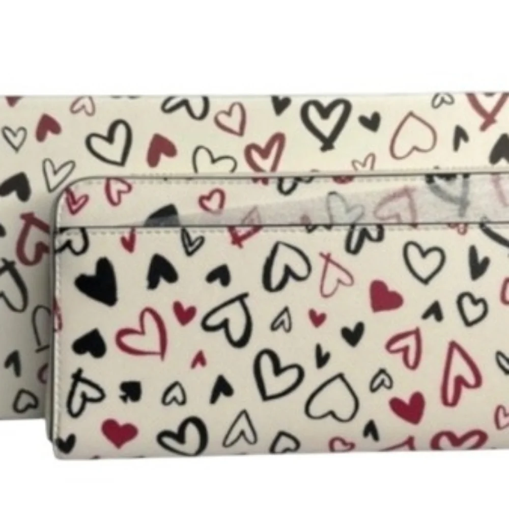 Kate Spade ♠️ Margareta Lipstick Hearts Tote & Scribble Staci Continental Wallet